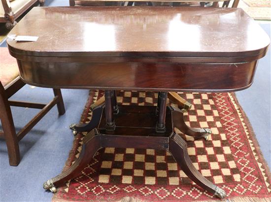 A Regency mahogany tea table, W.92cm